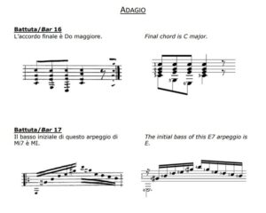 Note comparative tra originale e revisione: battute 16 e 17 dell'Adagio